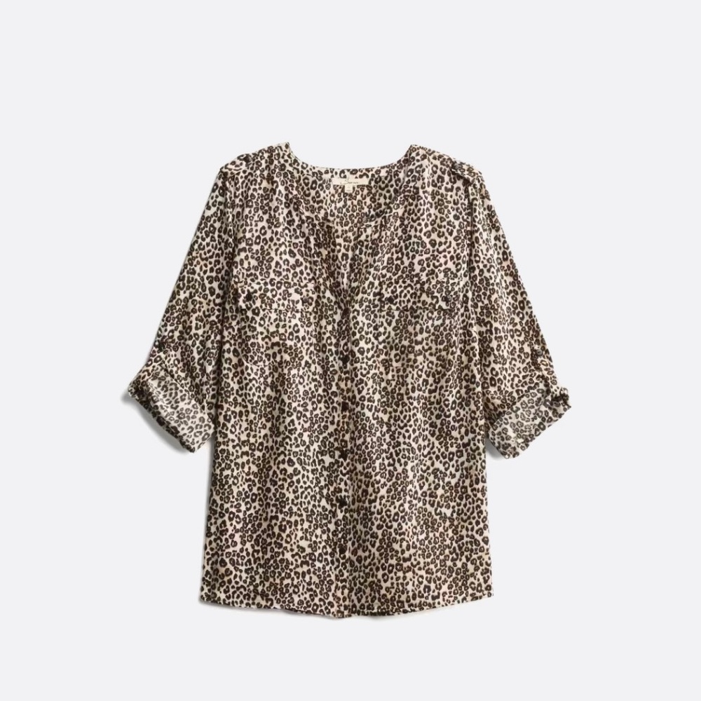 Serein Leopard Print Camp Shirt
